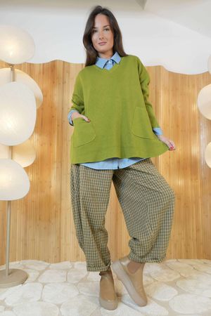 Purdy V Neck Luxury Blanket Knit Olive